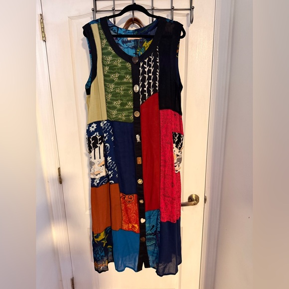 La Cera Patchwork Sleeveless Dress - Picture 1 of 4